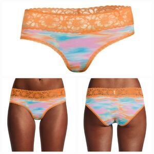 🔺️NWT Pink Sunset Tie Dye Micro & Lace Cheeky Bikini Panties Medium